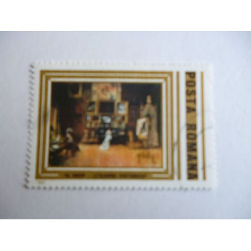 Timbre "Posta Romana :Th.Aman :L'atelier Du Peintre".