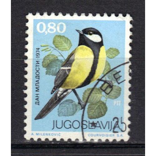 Yougoslavie 1974 : Oiseau : Mésange Charbonnière - Timbre Oblitéré