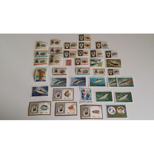 Lot De 30 Timbres Obliteres Poissons Tous Pays Dont Doubles