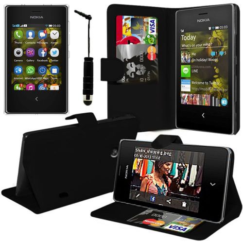 Nokia Asha 503: Coque Etui Housse+ Stylet- Noir