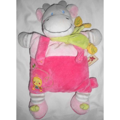 Doudou Vache Rose Nicotoy Salopette Rose