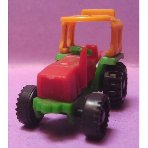 Jouet Ancien - Tracteur Rouge, Jaune Et Vert - ( Montable Style Kinder...)