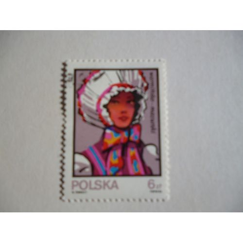 Timbre "Pologne:Coiffure Traditionnelle".
