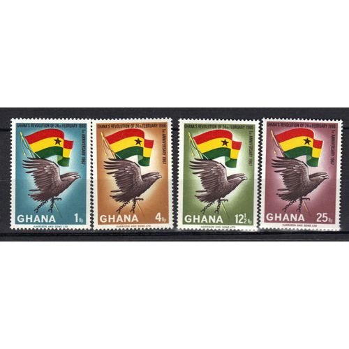 Ghana 1967 : 1er Anniversaire De La Révolution Du 24 Février : Drapeau Et Oiseau : Aigle - Série Entière De 4 Timbres Neufs **