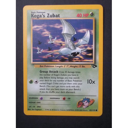 Pokemon Carte Anglaise Koga's Zubat ( Nosferapti ) 83/132 Gym