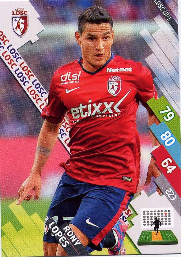 Rony Lopes - Losc Lille- Losc -Up1 --Carte Panini Football Adrenalyn Xl - Ligue 1 