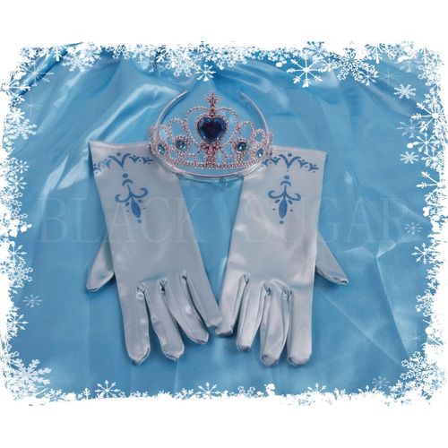 Gants Princesse Anna Elsa + Diadème Rouge Ou Bleu Pour Look Princesse Anna Elsa La Reine Des Neiges Départ Immédiat Bonne Qualité Enfant  2 À 8 Ans 