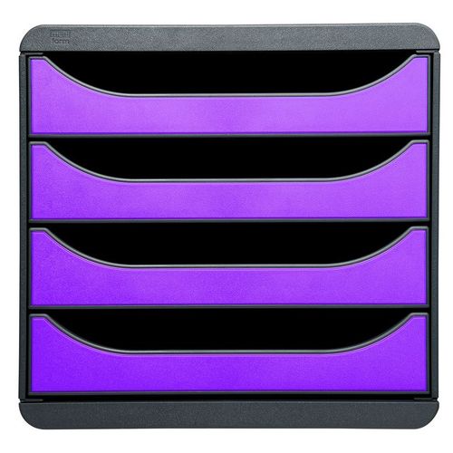 Exacompta 310720d Punchy Module Rangement 4 Tiroirs Gris/Violet