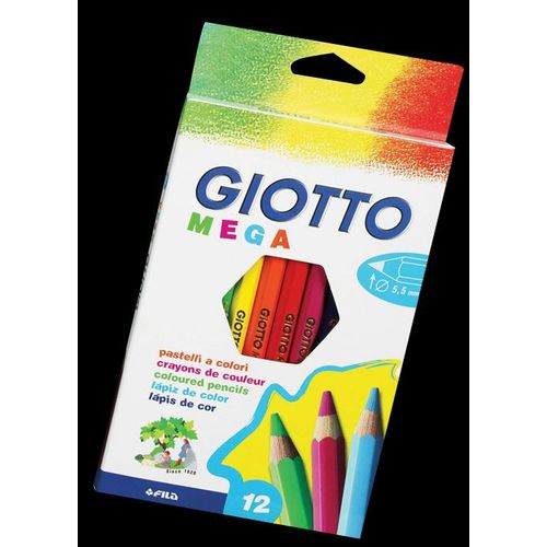 Crayon De Couleur Giotto Méga ( Étui De 12 Crayons ) Le Geant De La Fete