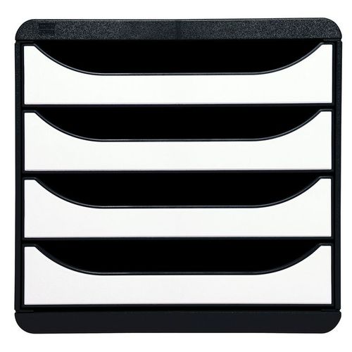 Exacompta 3104213d Punchy Module Rangement 4 Tiroirs Noir/Blanc