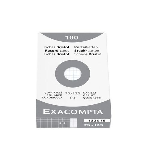 Exacompta Etui 100 F. Bristol Blanc 75/125 5x5