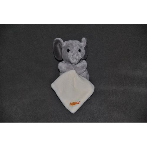 Doudou Peluche Mouchoir Éléphant Baby Nat' Babynat Gris Beige / Crème / Écru