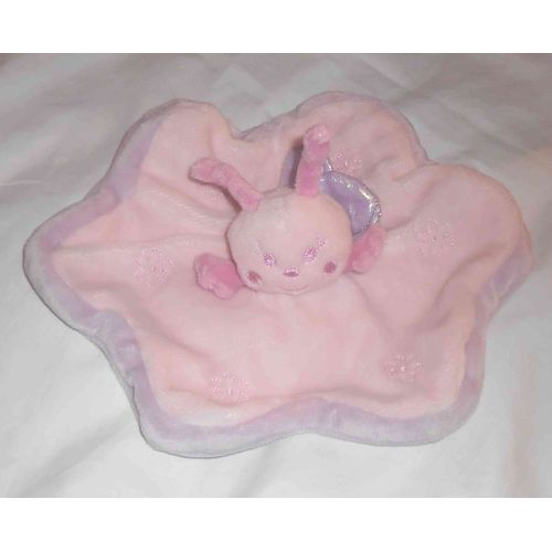 Peluche Doudou Plat Rond Abeille Papillon Rose Mauve Fleurs Kimbaloo Nicotoy ??
