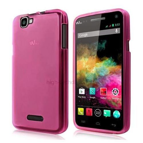 Housse Etui Coque Pochette Silicone Gel Fine Pour Wiko Rainbow 4g + Film Ecran - Rose Fonce