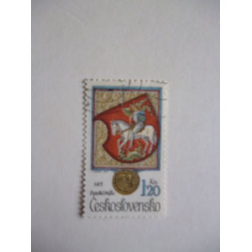 Timbre "Tchécoslovaquie: 1979:Blason:St Georges Terrassant Le Dragon".