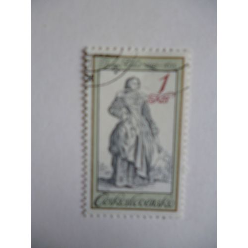 Timbre "Tchécoslovaquie: Jacques Callot :Femme En Costume Du 16 Éme Siècle".