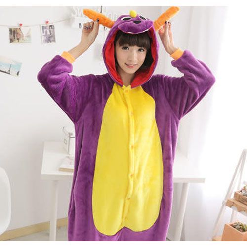 Ensemble Vêtement Autre Kigurumi Spyro Manteau Kigurumi Pyjamas Unisexe Animal Animaux Combinaison Cosplay Adulte Costume Animaux Chat Style 