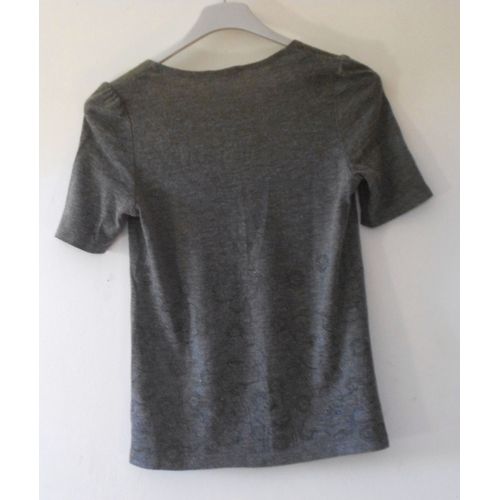 Pull Fin Manche Courte " Promod ", Marron Grisé, T1