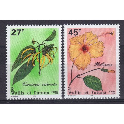 Wallis Et Futuna 1996 : Flore : Fleurs Locales : Cananga Odorata / Hibiscus - Série Entière De 2 Timbres Neufs **
