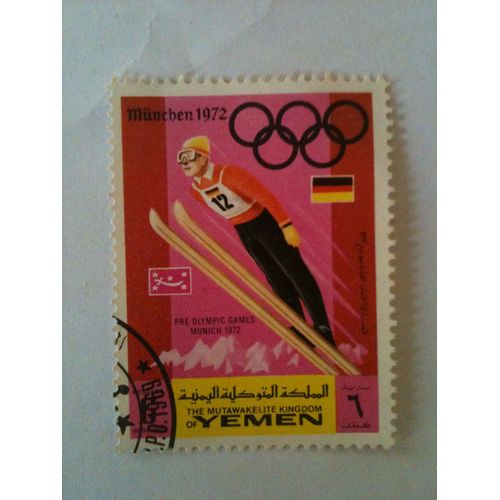 Timbre Jeux Olympiques D'hiver De Munich 1972 Saut À Ski Yemen