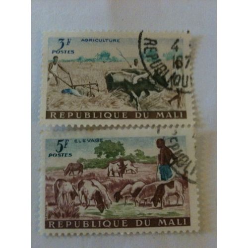 Lot De 2 Timbres Agriculture Et Élevage République Du Mali
