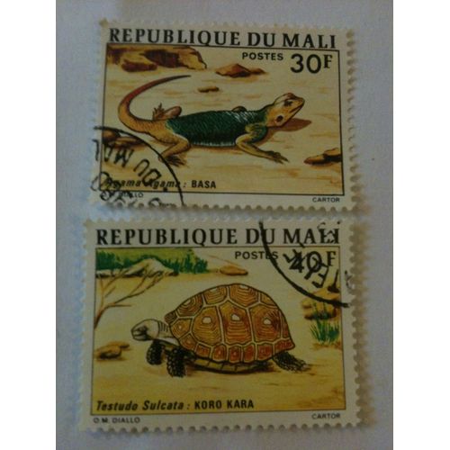 Lot De 2 Timbres Reptiles République Du Mali