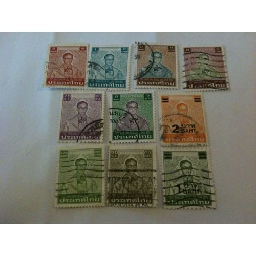 Lot De 10 Timbres Roi De Thaïlande