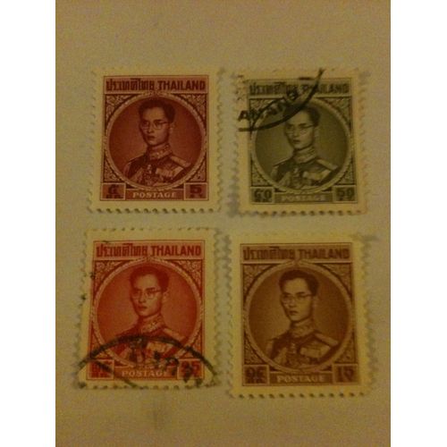 Lot De 4 Timbres Roi De Thaïlande