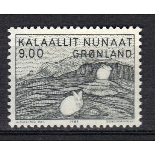 Groenland 1985 (Danemark) : Chasse Aux Lièvres - Timbre 9 K. Gris-Vert Neuf **