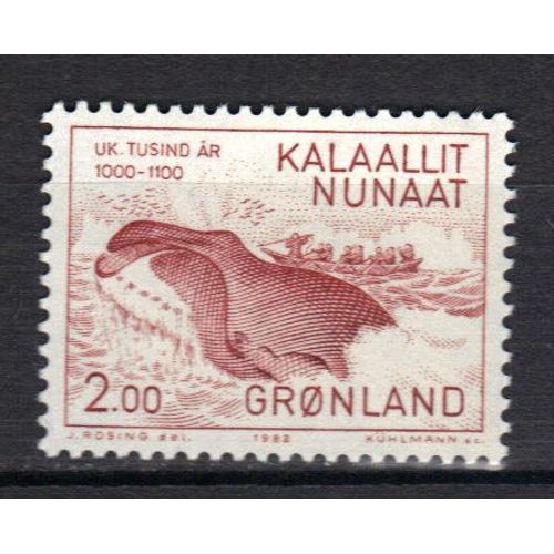 Groenland 1982 (Danemark) : Chasse À La Baleine Par Des Esquimaux - Timbre 2 K. Rouge-Brun Neuf **
