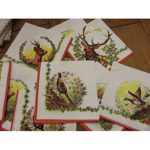 12 Serviettes De Table Animaux De La Foret.