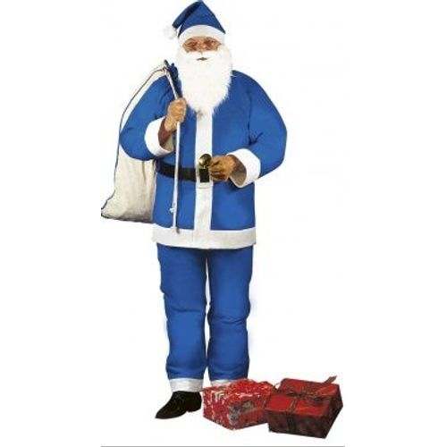 Déguisement Père Noël Bleu Homme, Taille Unique