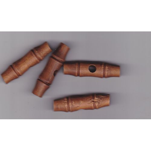 4 Boutons En Bois Imitation Bambou, 1 Trou