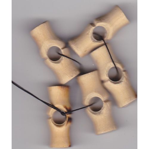 5 Boutons En Bois Façon Bambou