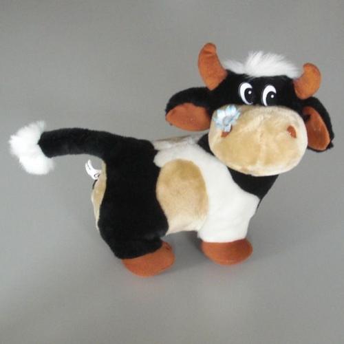 Vache Peluche Noire Et Caramel 30x30 Cm - Sandy