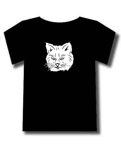 T Shirt Motif Tete De Chat Angora Blanc Sur T Shirt Noir Rakuten