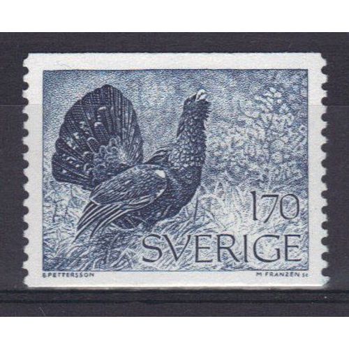 Suede 1975 : Oiseau : Coq De Bruyère - Timbre 1 K. 70 Bleu-Noir Neuf **