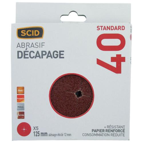 Disque alésage étoilé diamètre 12 mm SCID - Grain 40 - Diamètre 125 mm - Vendu par 5