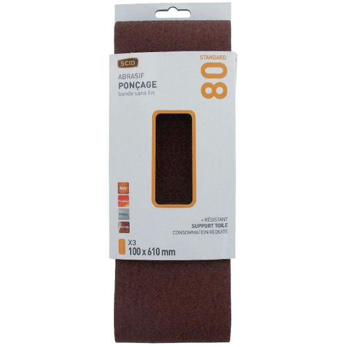 Bande abrasive 100 x 610 mm SCID - Grain 80 - Vendu par 3