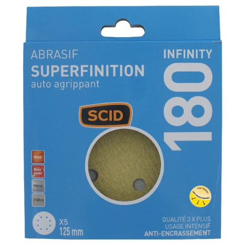 Disque abrasif auto-agrippant SCID - 8 trous - Grain 180 - Diamètre 125 mm - Vendu par 5