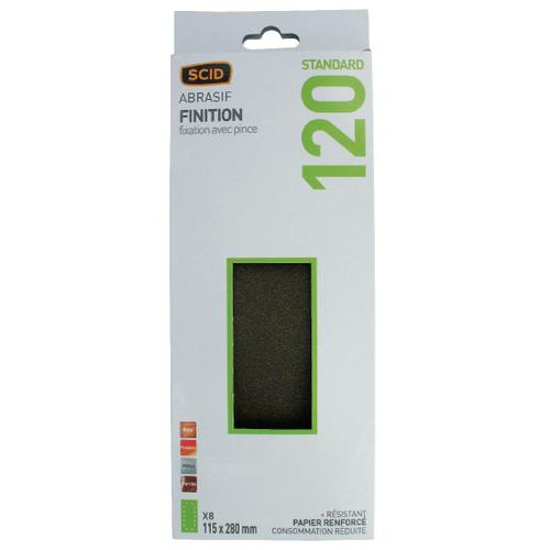 Patin fixation avec pince SCID - 14 trous - Grain 120 - Dimensions 115 x 280 mm - Vendu par 8