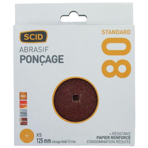 Disque alésage étoilé diamètre 12 mm SCID - Grain 80 - Diamètre 125 mm - Vendu par 5