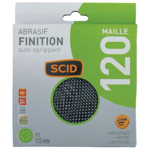 Disque maille auto-agrippant diamètre 125 mm SCID - Grain 120 - Vendu par 5