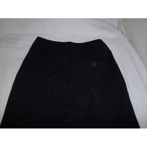 Pantalon Pinces Noir Chic Habillé Revers S 34/36