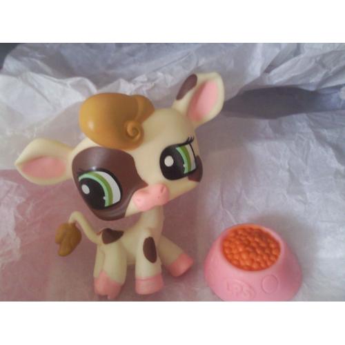 Petshop Vache Blanc Marron Rose Yeux Vert / Pet Shop