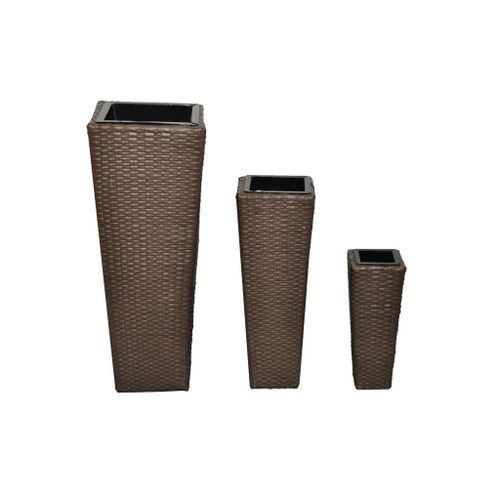 Vidaxl Lits Surélevés De Jardin 3 Pcs Résine Tressée Marron