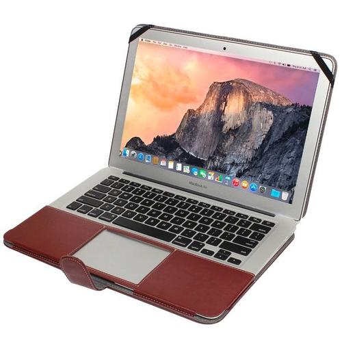 Housse en cuir pour ordinateur portable avec fermeture à pression pour MacBook Air de 11,6 pouces (marron)