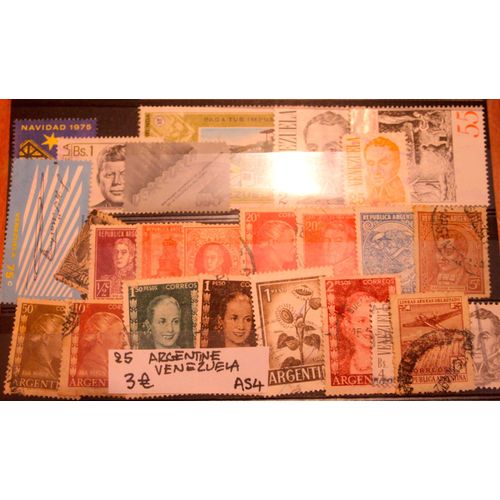 Lot De 25 Timbres Argentine Venezuela