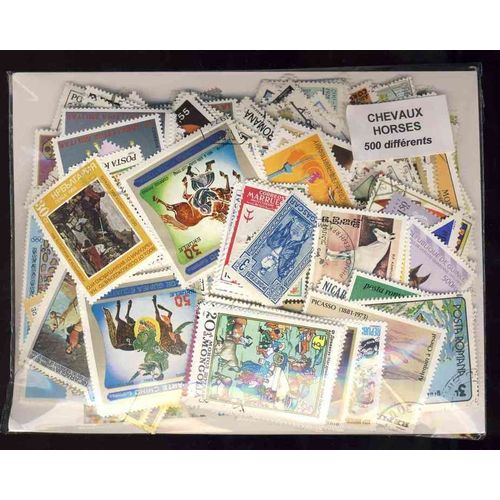 Chevaux - 500 Timbres Différents Oblitérés