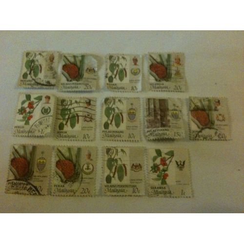 Lot De 13 Timbres Plantes Malaisie